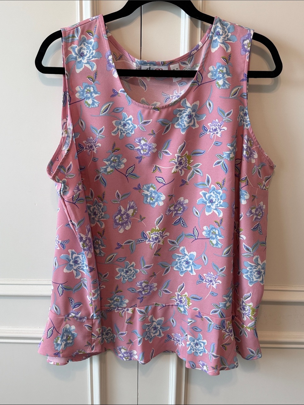 Floral Pink Sleeveless Ruffle-Hem Camisole